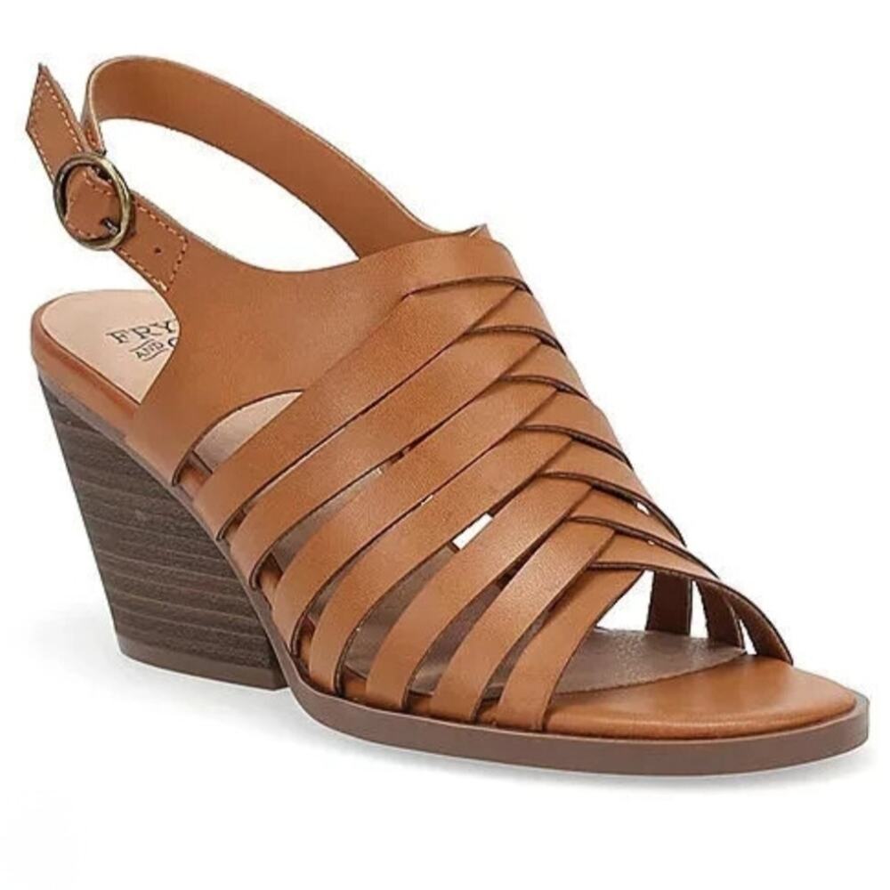 NWT Frye And Co  Galia Caramel Strappy Wedge Sandals Sz.9.5
